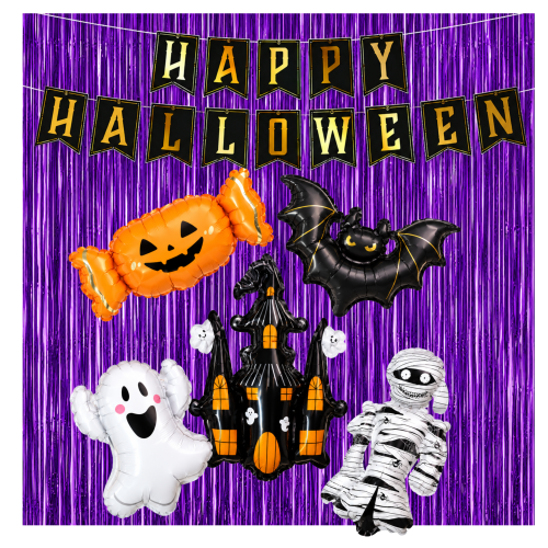 Zestaw balonów Happy Halloween z Duchem Baner Girlanda papierowa Nietoperz