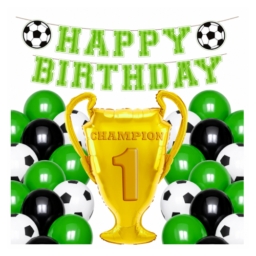 Zestaw balonów FOOTBALL piłka nożna urodziny piłkarza Baner Happy Birthday.png