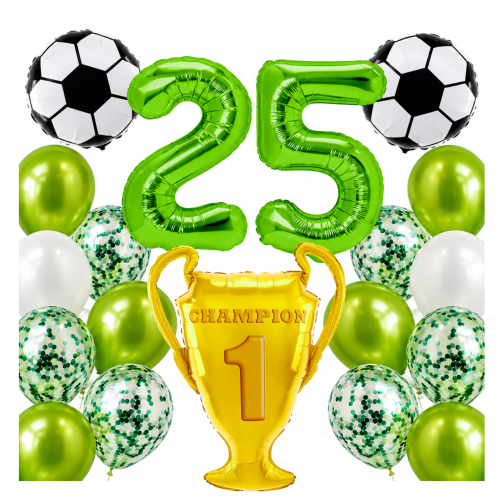Zestaw dla piłkarza Urodziny cyfry zielone 25 100cm football piłki PUCHAR