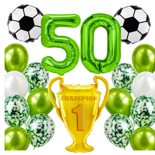 Zestaw dla piłkarza Urodziny cyfry zielone 50 100cm football piłki PUCHAR