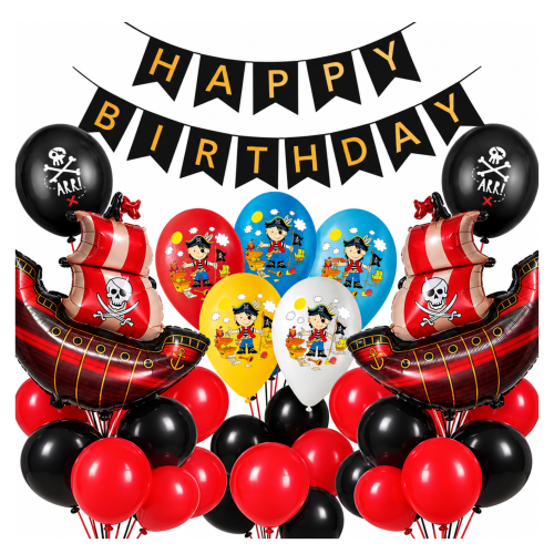 BALONY pirat URODZINY CHŁOPCA Zestaw balonów Piraci baner Happy Birthday