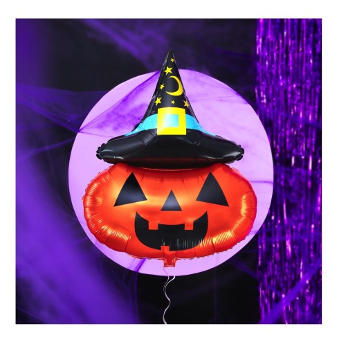 Balon foliowy Dynia w kapeluszu Halloween 64x88cm1.jpg