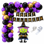 Girlanda balonowa Wiedźma Halloween baner Happy Halloween balony fioletowe