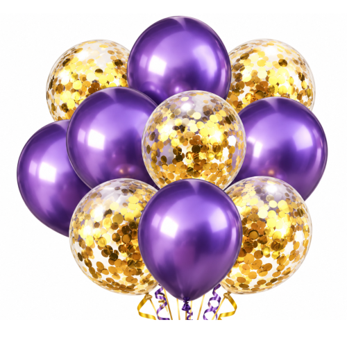 Bukiet balonów fioletowy metalizowany z konfetti 10szt.png