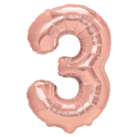 Balon foliowy rose gold cyfra 3 40cm