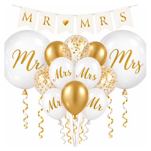 Zestaw balonów na wesele ślub Girlanda z napisem Mr Mrs