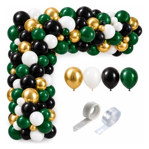 Girlanda balonowa czarno złota butelkowa zieleń balony 90 szt. SYLWESTER.png
