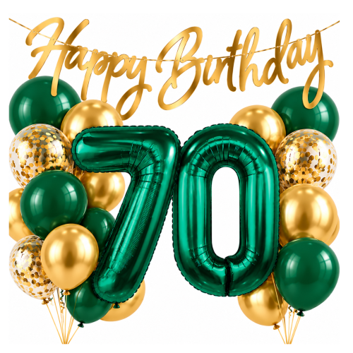 Balony Butelkowa Zieleń Cyfry 70 Urodziny 70tka zestaw balonów złote Baner.png