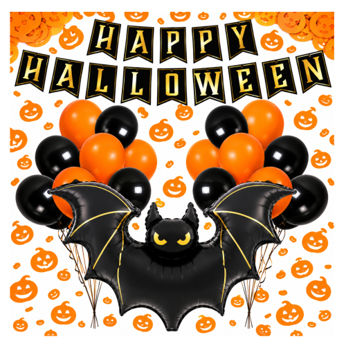 Zestaw balonów Halloween Dekoracje konfetti dynie pomarańczowa ścianka